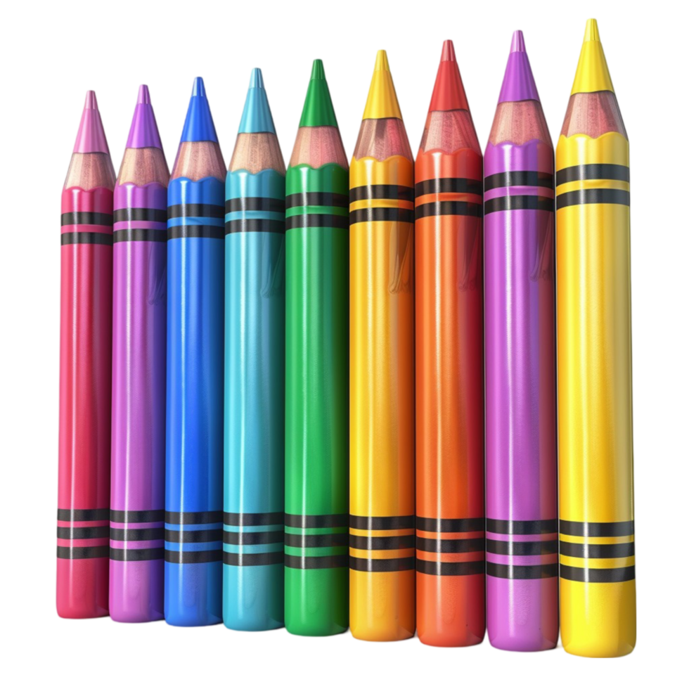 Group of Colored Pencils on Transparent background AI-Generative png