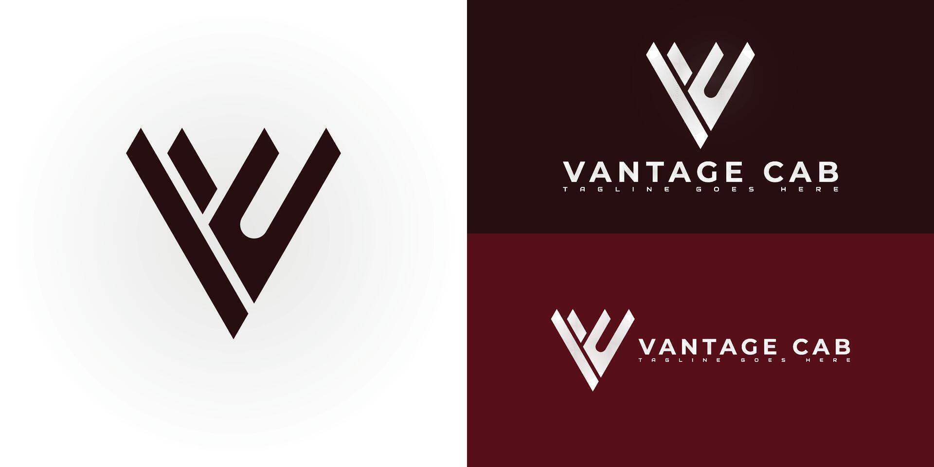 Abstract initial triangle letter VC or CV logo in red color isolated on multiple background colors. The logo is suitable for travel and transportation business logo design inspiration templates. vector