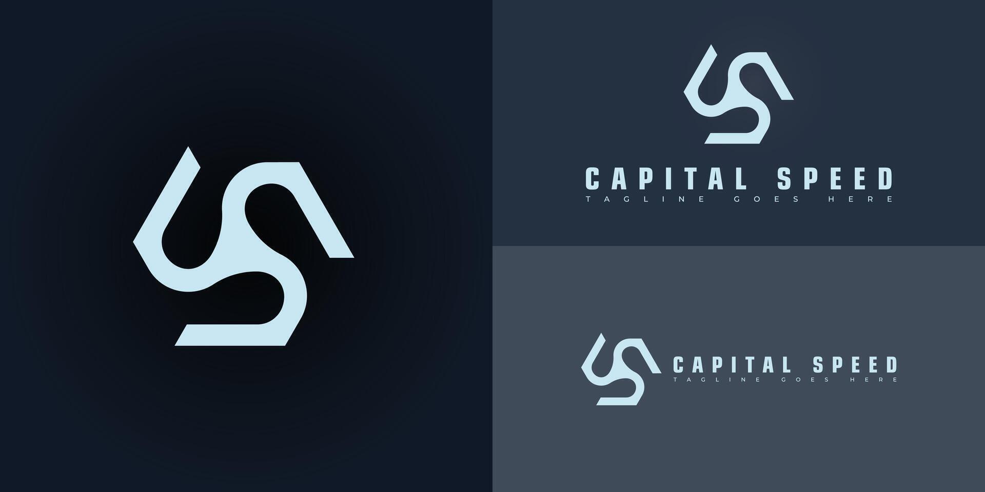 Abstract initial letter CS or SC logo in blue color isolated on multiple background colors. The logo is suitable for automotive business logo design inspiration templates. vector