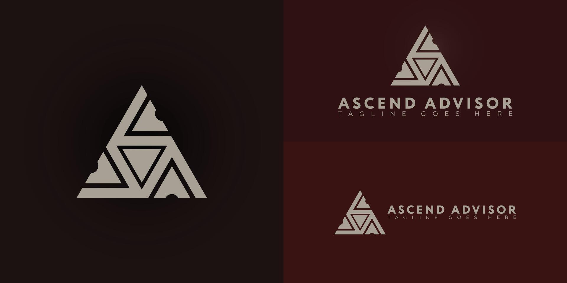 Abstract initial triangle letter A or AA logo in mud gold color isolated on multiple background colors. The logo is suitable for business and consulting company logo design inspiration templates. vector