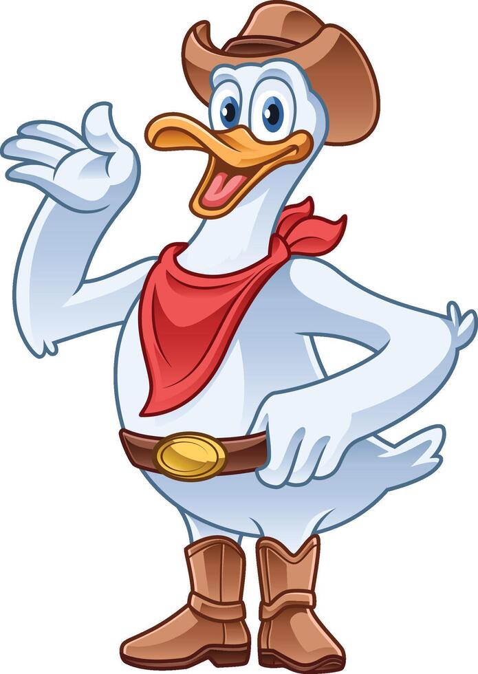 cowboy duck cartoon character illustration vector