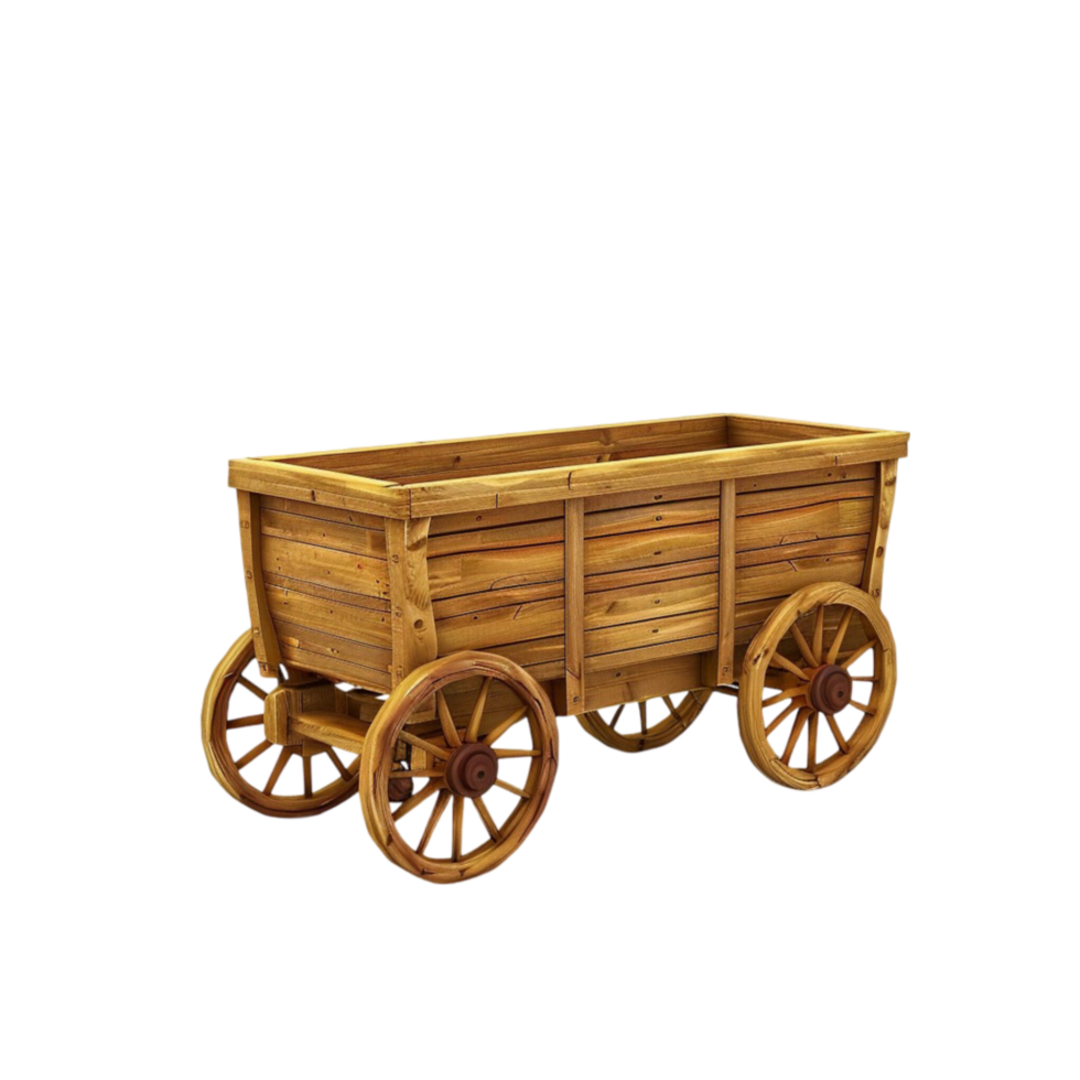 Wooden Wagon on Transparent background AI-Generative png