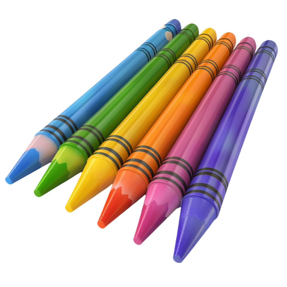 Collection of Crayons in Various Colors with Blue on Transparent background AI-Generative png