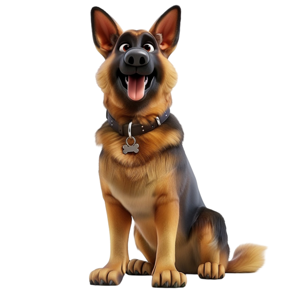 Cartoon German Shepherd Dog Standing on Transparent background AI-Generative png