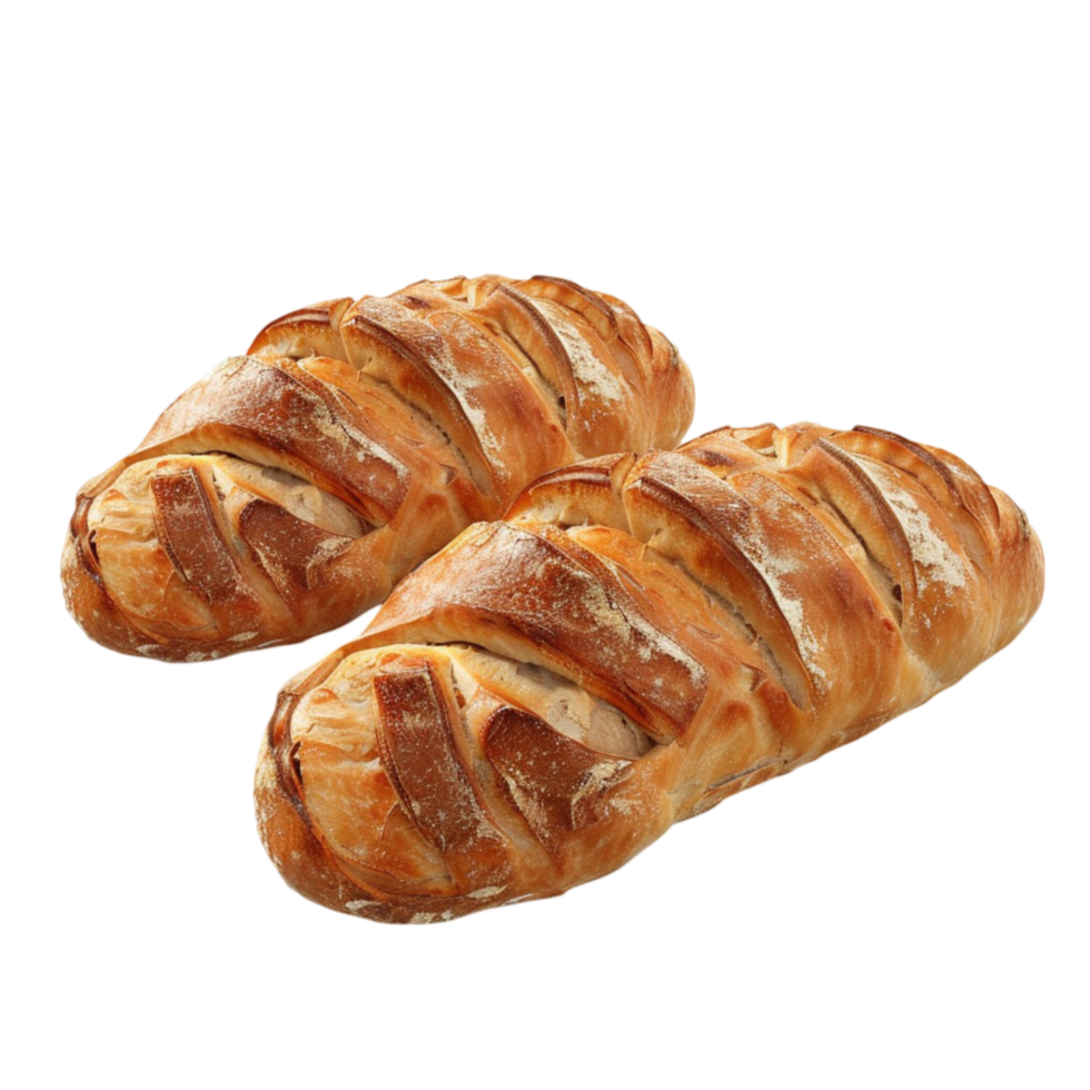 Two Loaves of Bread on Transparent background AI-Generative png