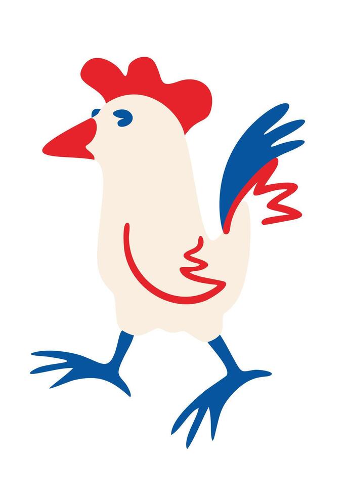 French rooster. illustration in colors of French flag isolated on white background vector