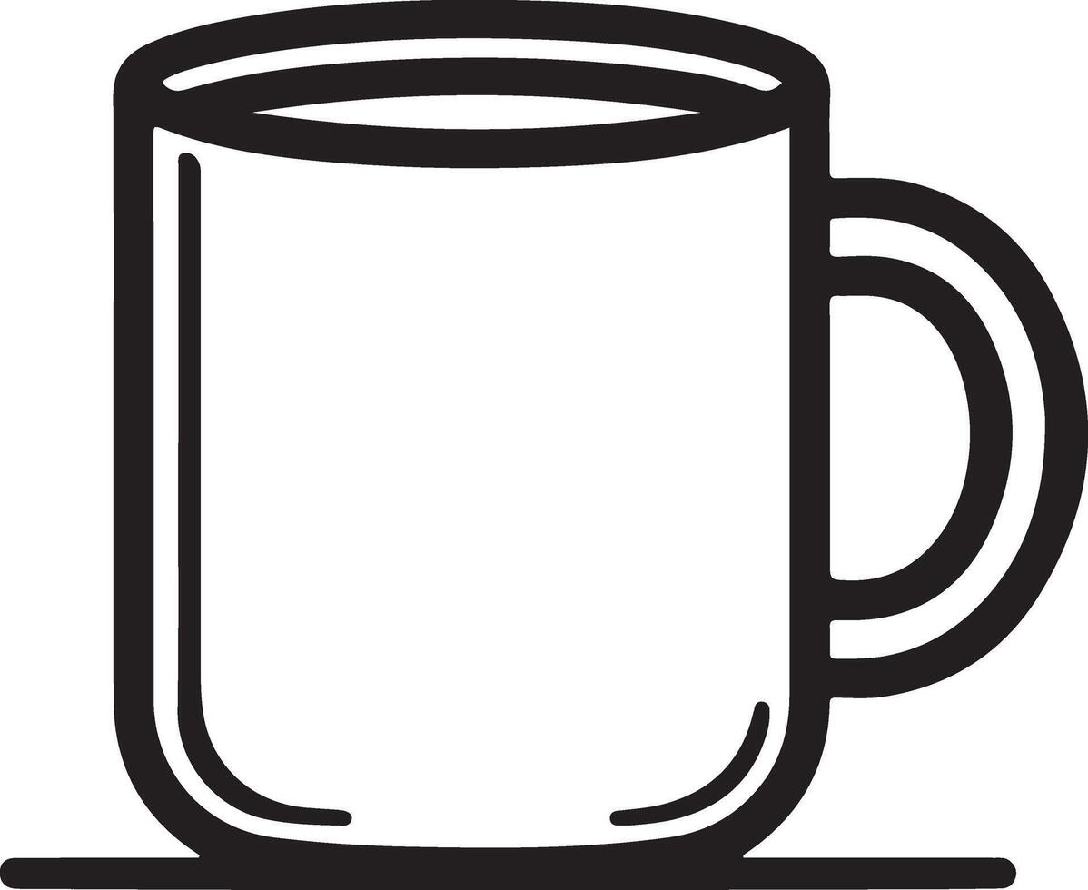 Coffee icon - outline illustration and silhouette vector