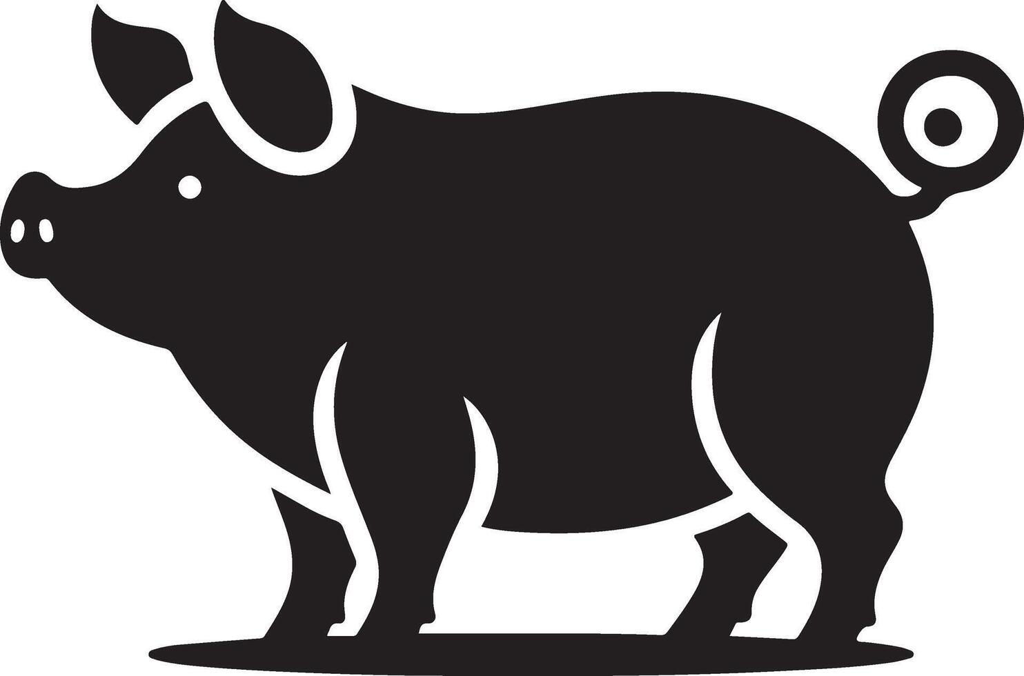 Pig graphic icon. Pig black silhouette isolated on white background. Pig illustration vector