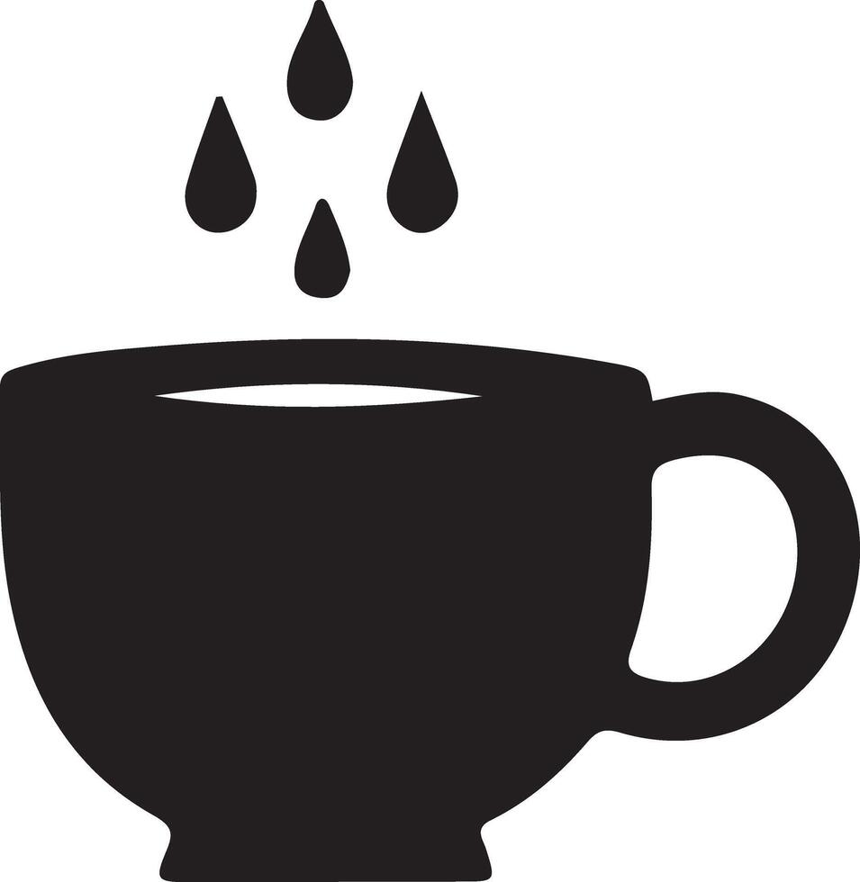 Coffee icon - outline illustration and silhouette vector