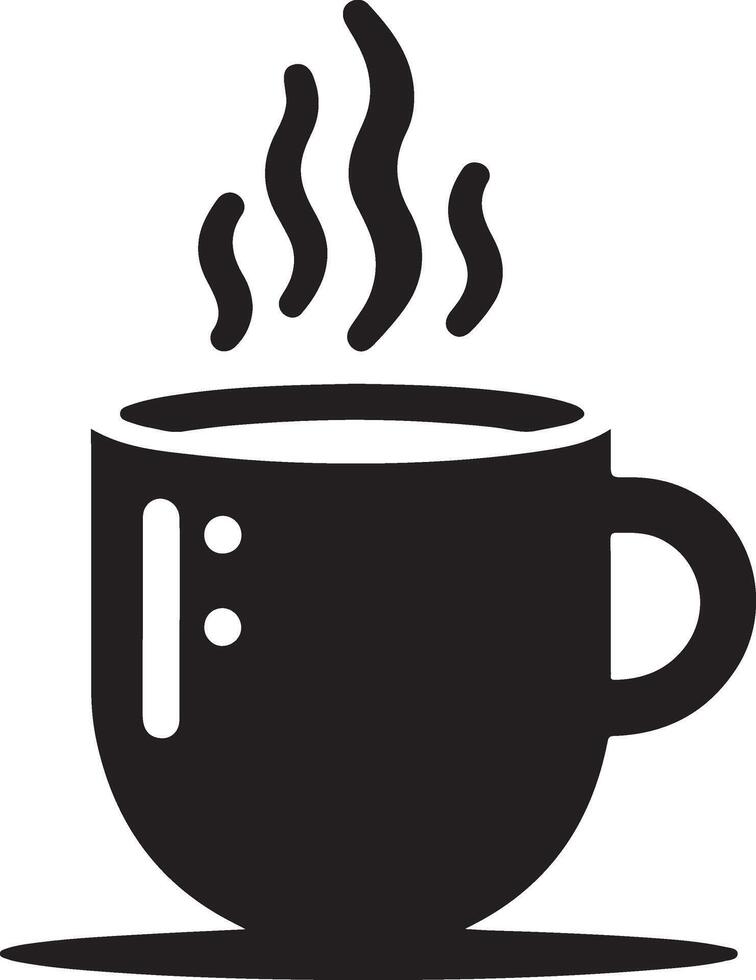 Coffee icon - outline illustration and silhouette vector