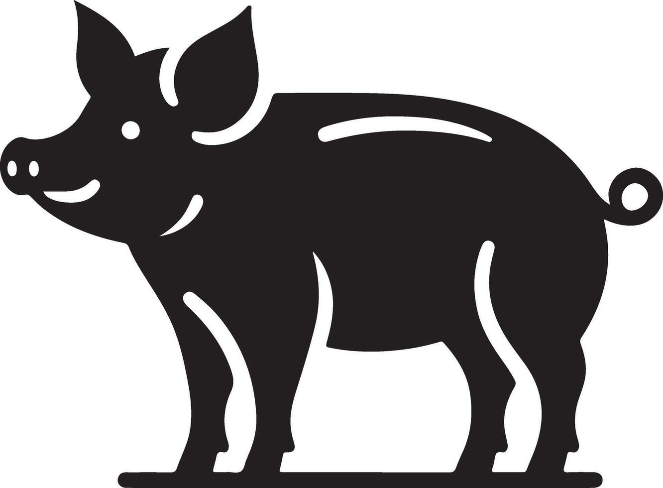 Pig graphic icon. Pig black silhouette isolated on white background. Pig illustration vector