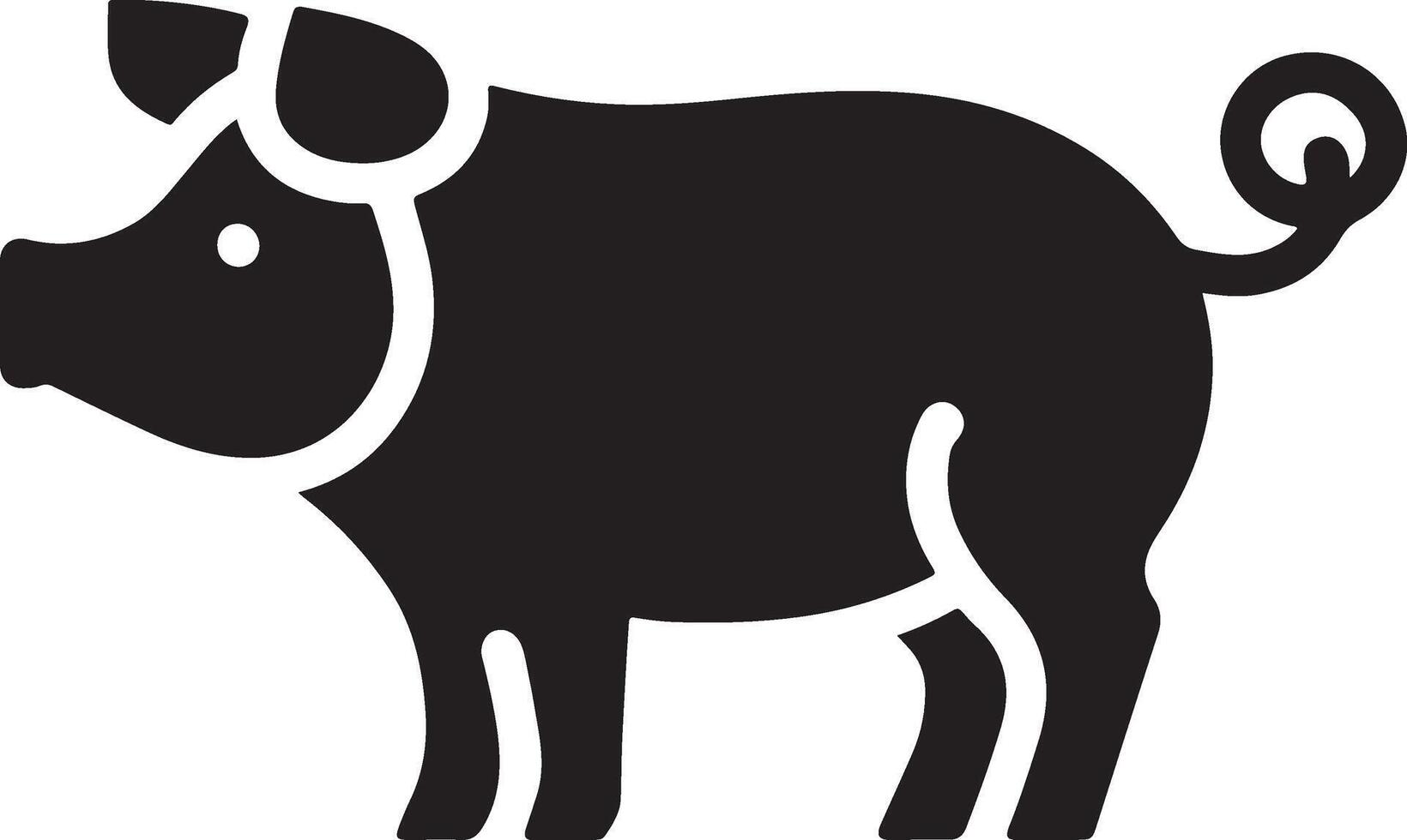 Pig graphic icon. Pig black silhouette isolated on white background. Pig illustration vector