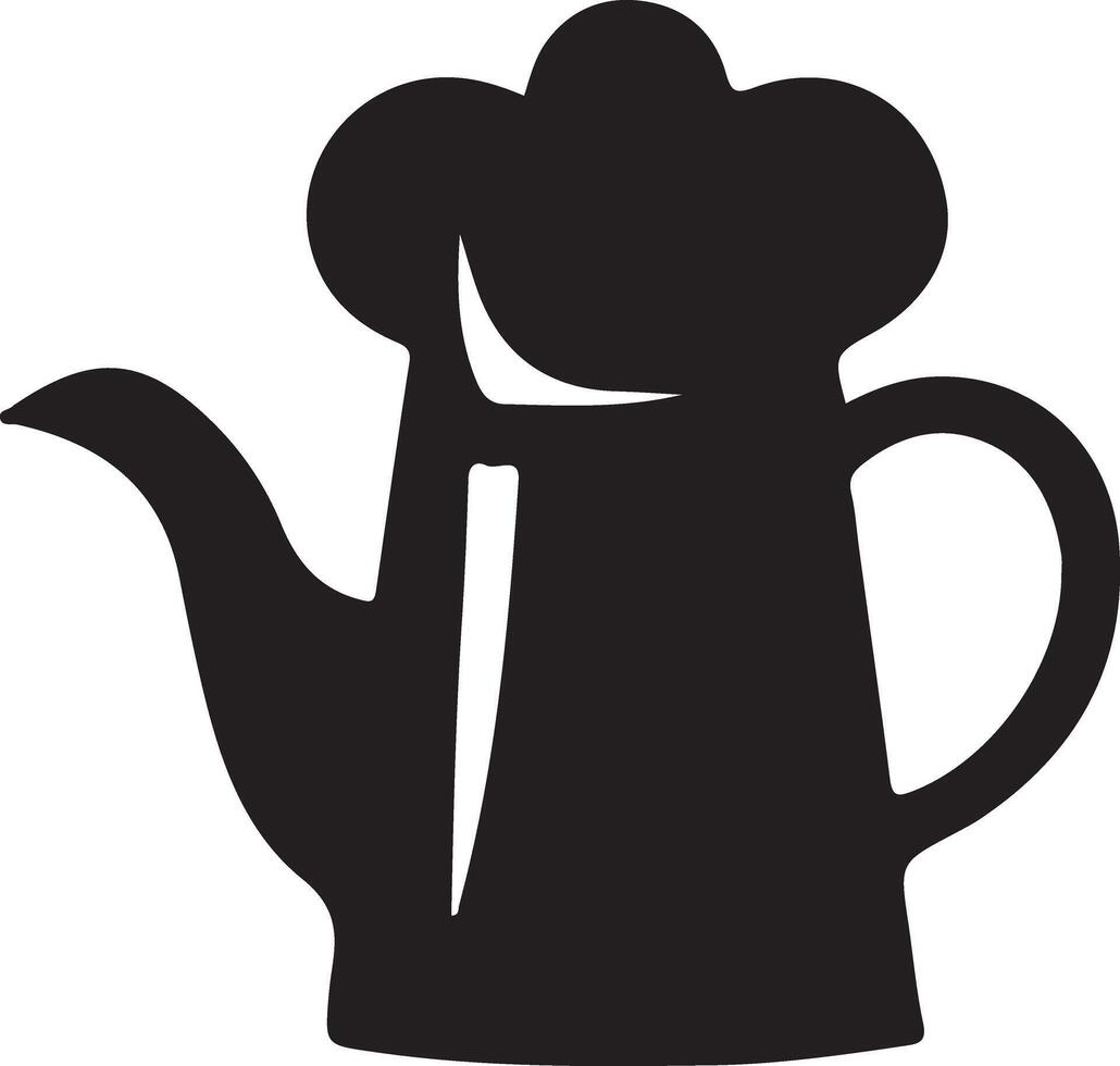 Coffee icon - outline illustration and silhouette vector