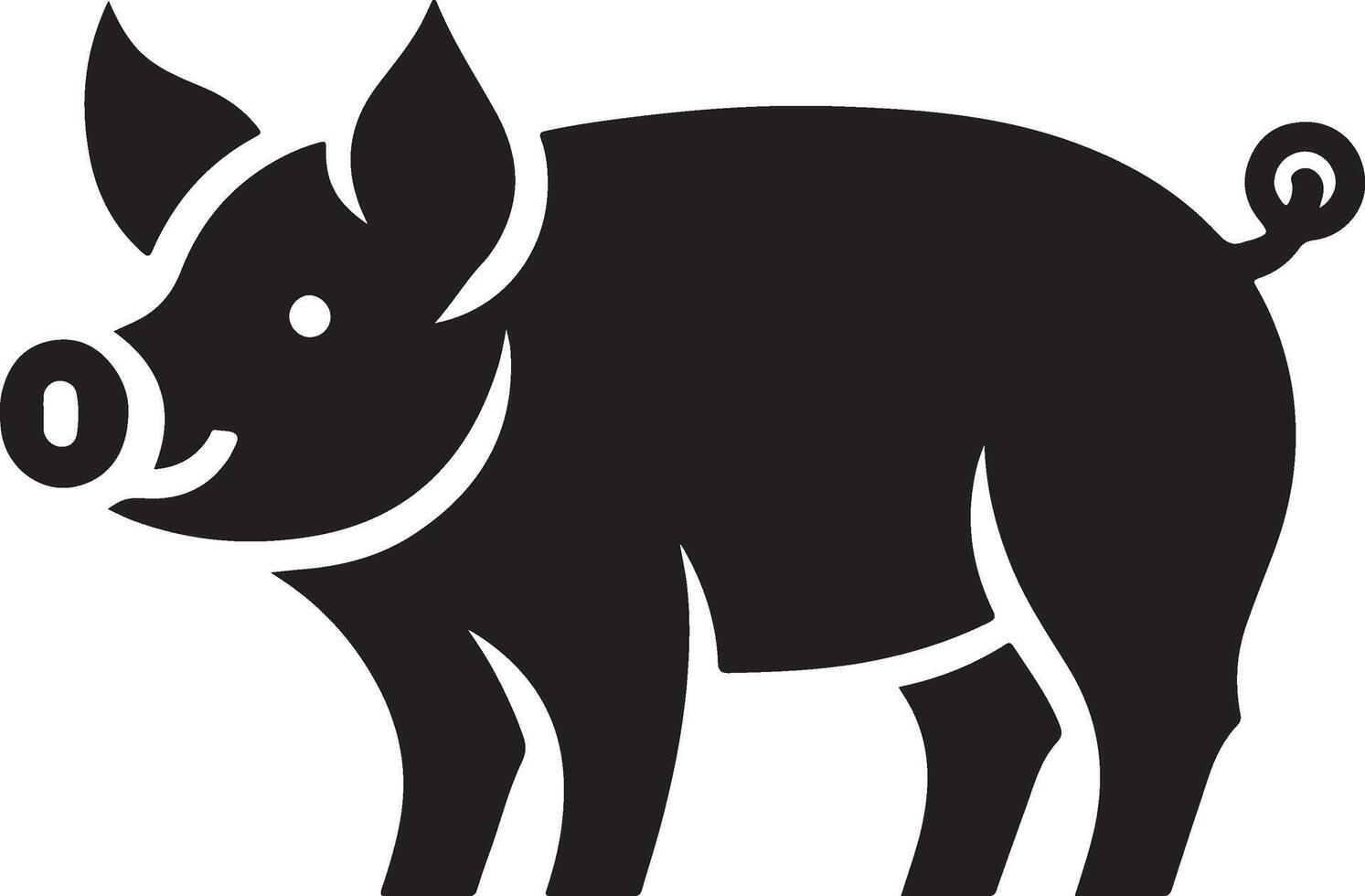 Pig graphic icon. Pig black silhouette isolated on white background. Pig illustration vector