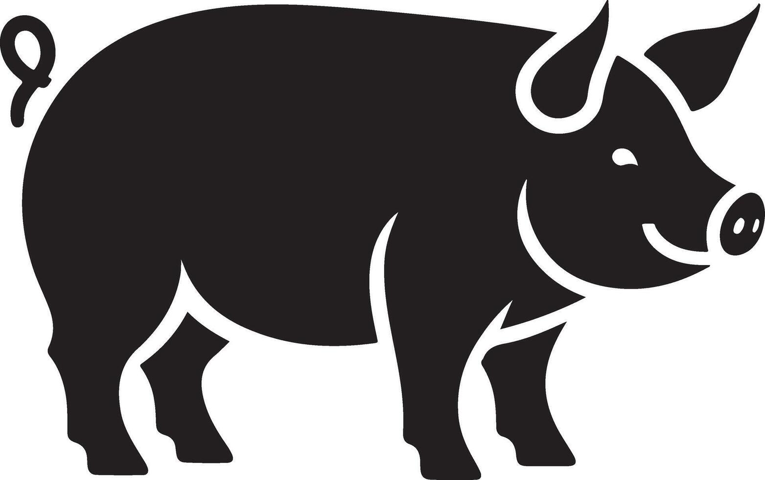Pig graphic icon. Pig black silhouette isolated on white background. Pig illustration vector