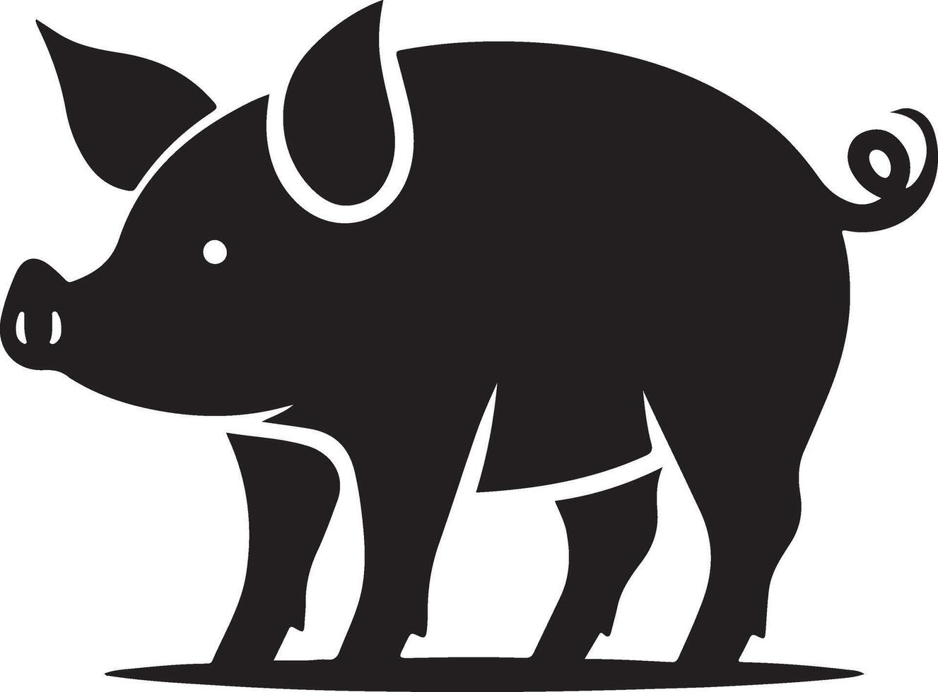 Pig graphic icon. Pig black silhouette isolated on white background. Pig illustration vector