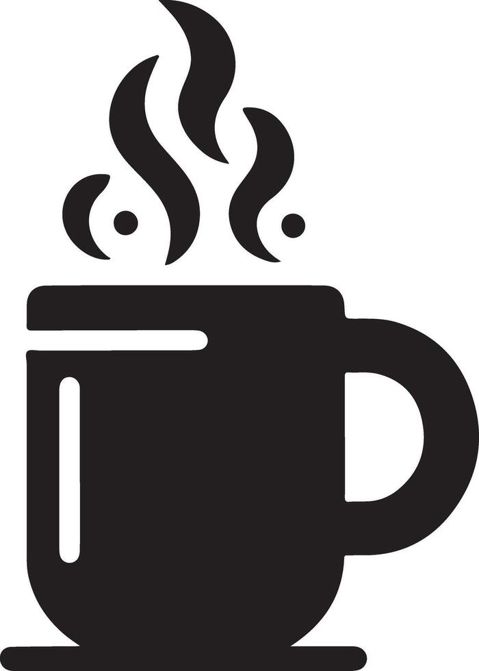 Coffee icon - outline illustration and silhouette vector