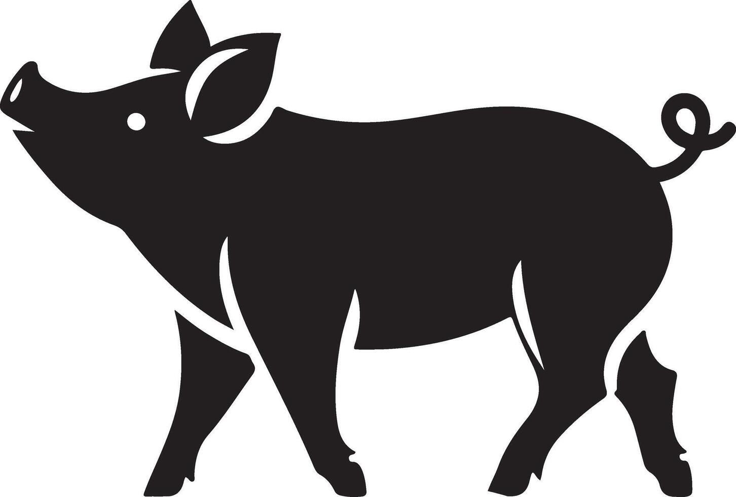 Pig graphic icon. Pig black silhouette isolated on white background. Pig illustration vector