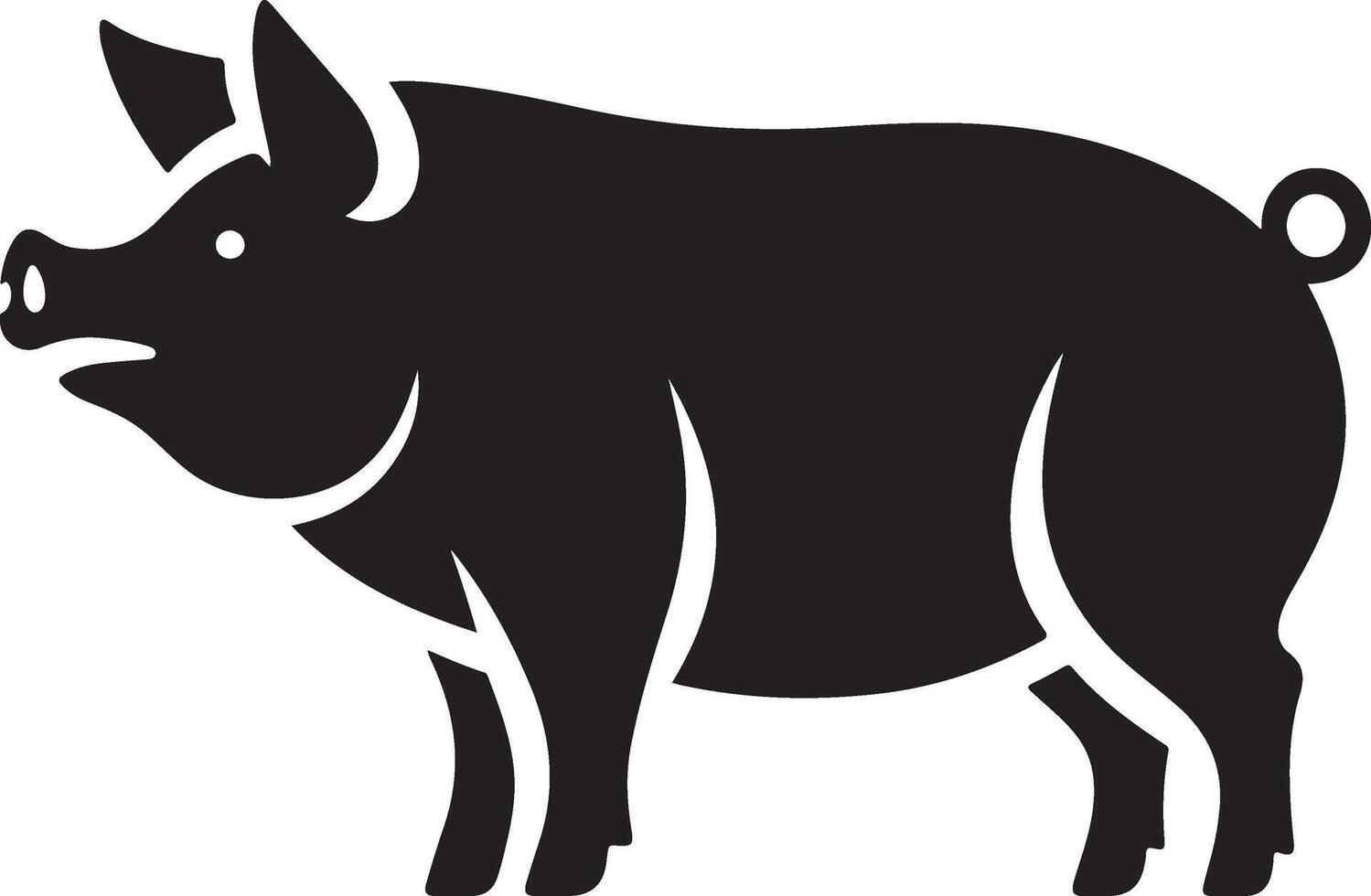 Pig graphic icon. Pig black silhouette isolated on white background. Pig illustration vector