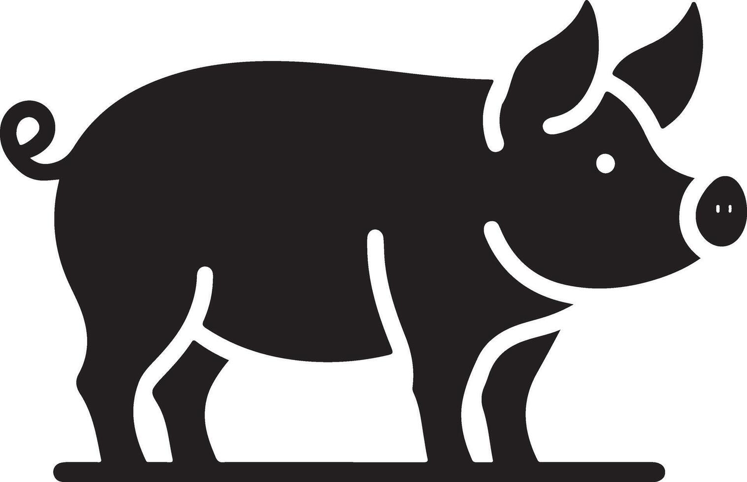 Pig graphic icon. Pig black silhouette isolated on white background. Pig illustration vector