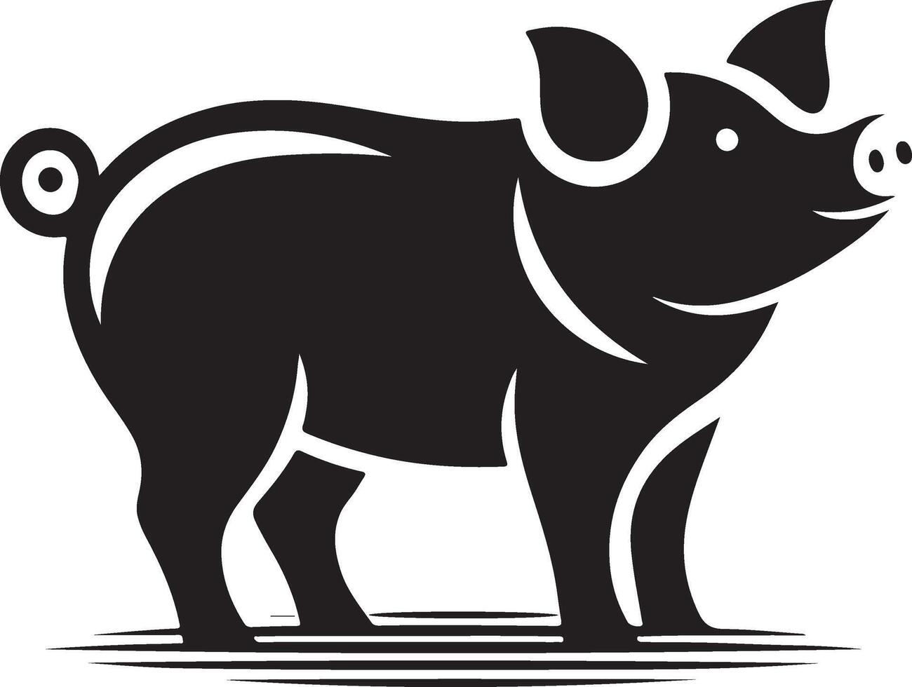 Pig graphic icon. Pig black silhouette isolated on white background. Pig illustration vector