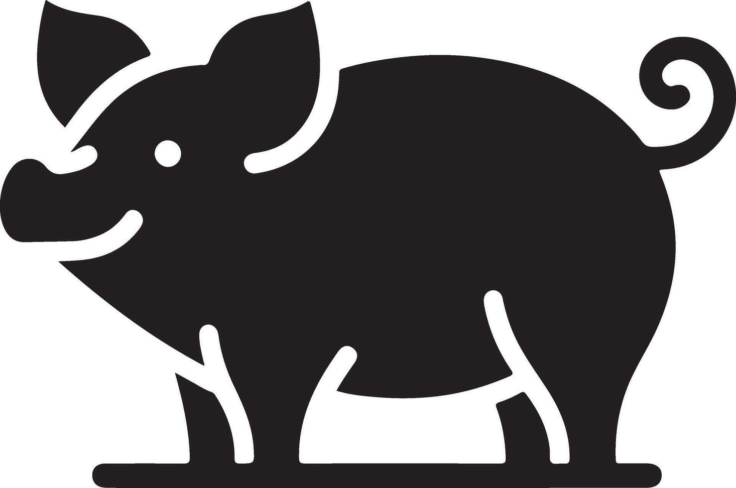 Pig graphic icon. Pig black silhouette isolated on white background. Pig illustration vector