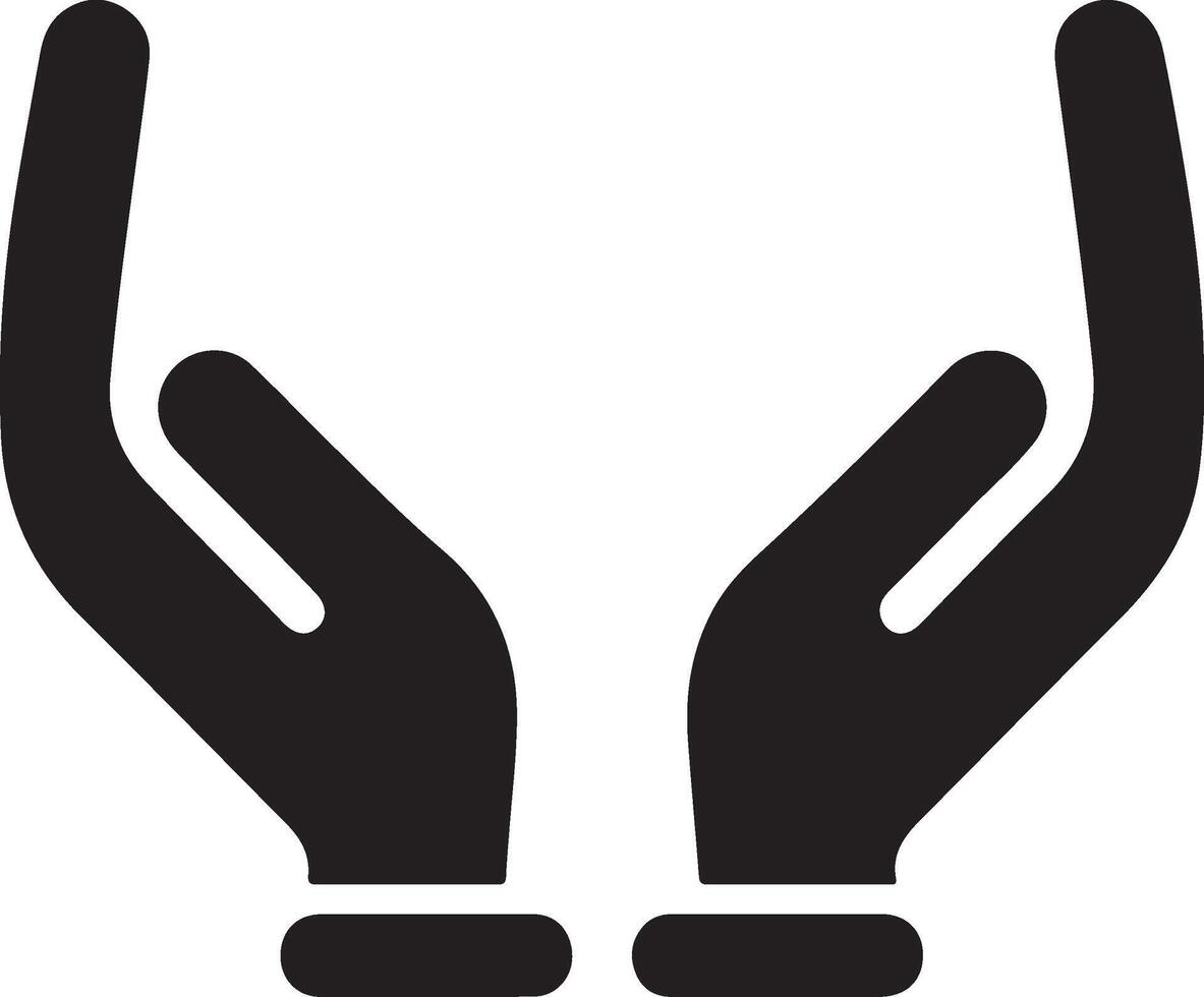Protecting hands icon. Cupped hands vector