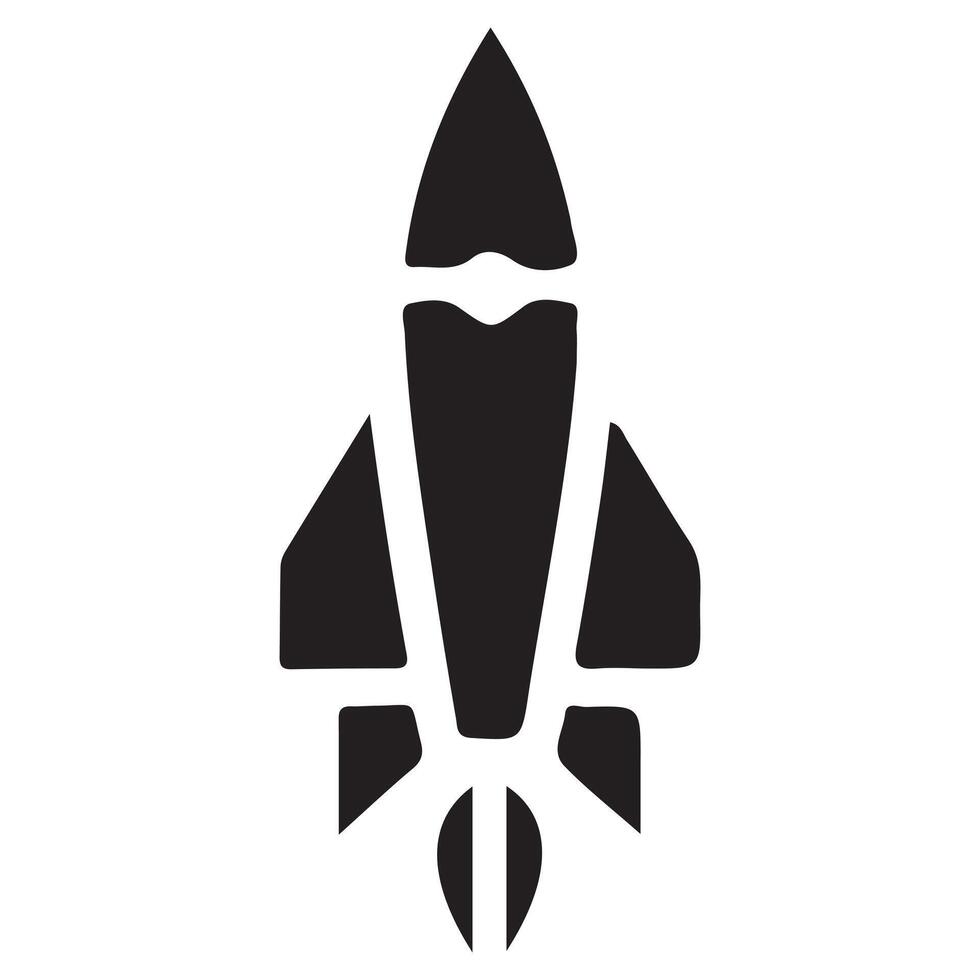 Rocket silhouette illustration astronaut vehicle icon. Rocket launch missle spaceship future speed cartoon concept vector