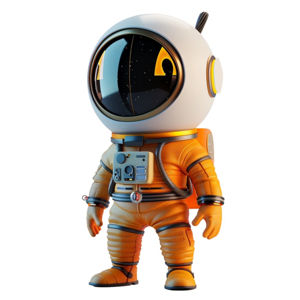 3D Rendering of Space Suit with White Helmet and Gold Accents on Transparent background AI-Generative png