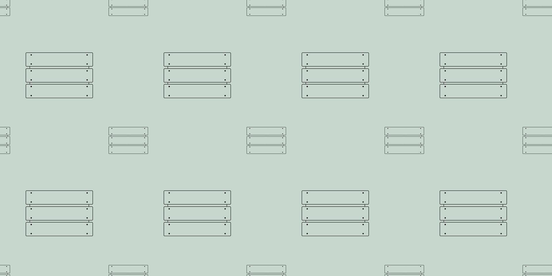 Black line Wooden box icon isolated seamless pattern on green background. Outline Illustration of Storage box, Template for Web page background, Textile and Fabric Print, Wallpaper, Cover vector