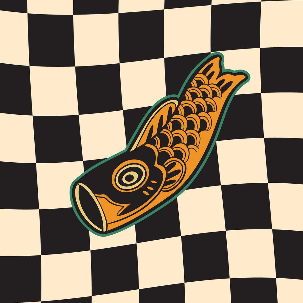 Hand drawn illustration of Koi fishes vector