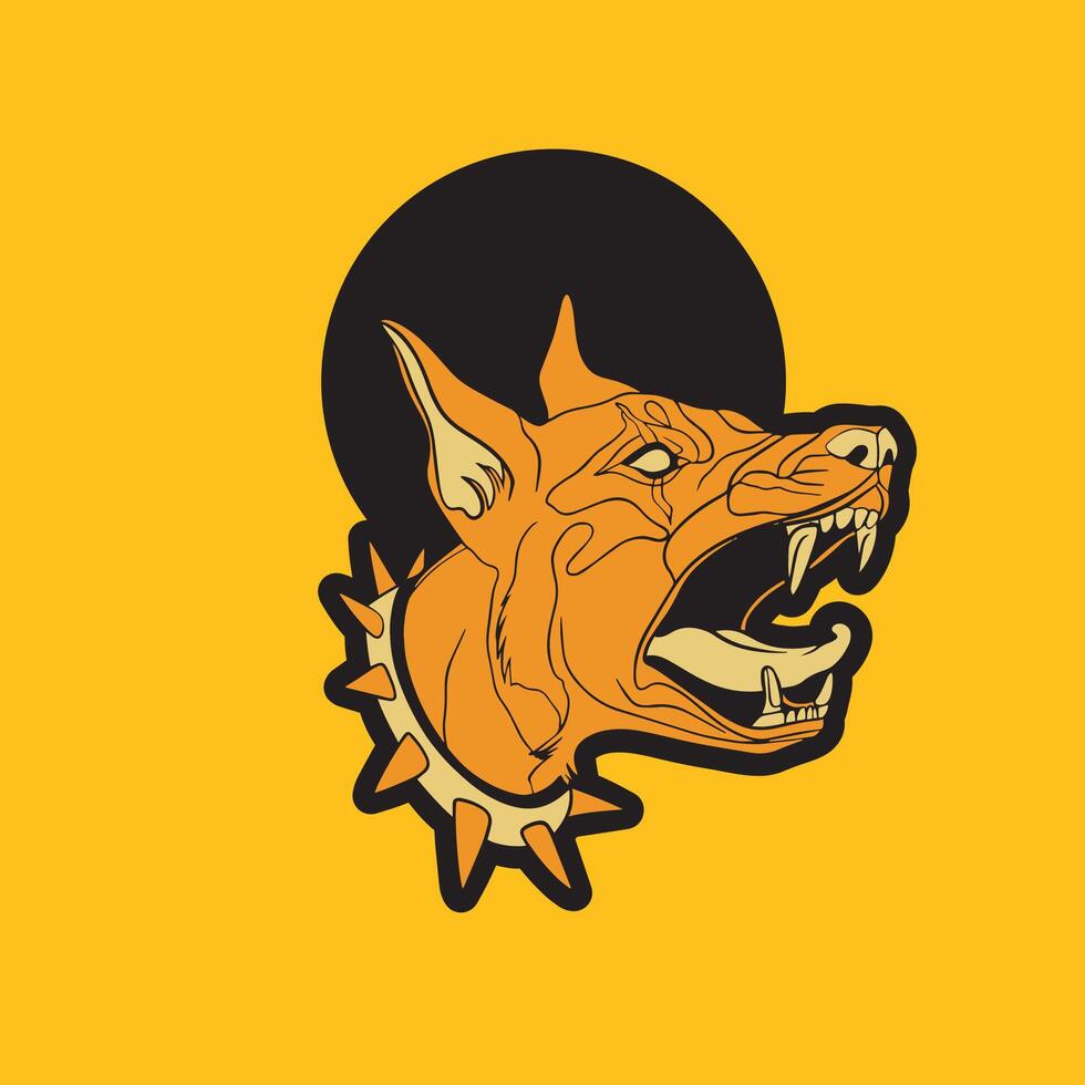 flat design dog head vintage logo line art concept hand drawn illustration isolated vector