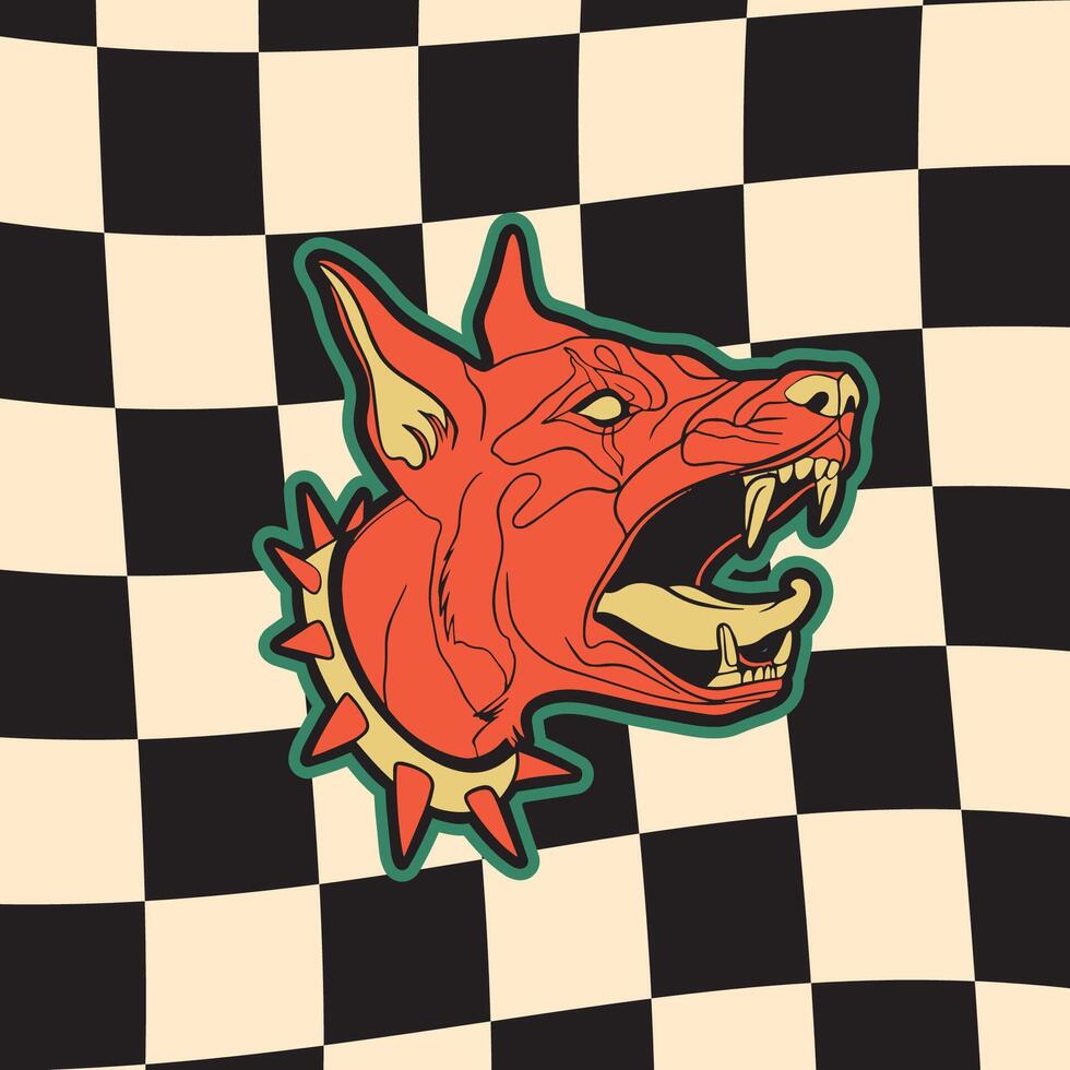 flat design dog head vintage logo line art concept hand drawn illustration isolated vector