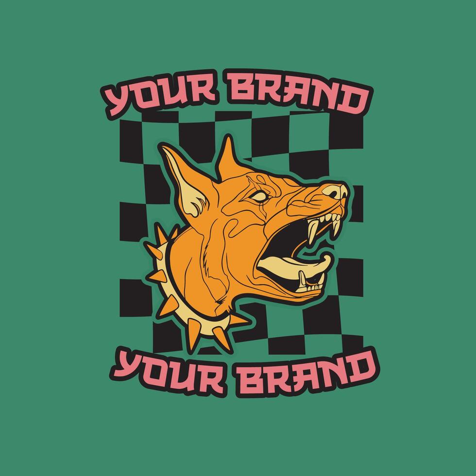 flat design dog head vintage logo line art concept hand drawn illustration isolated vector