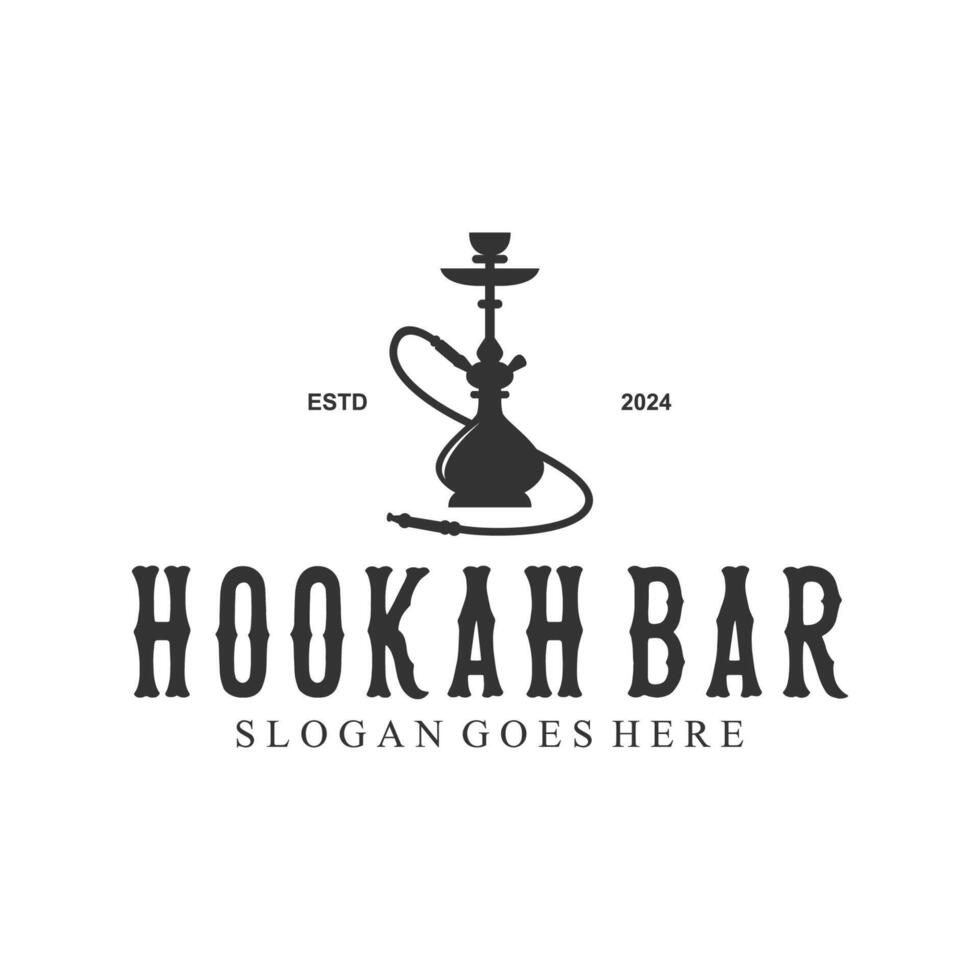 Hookah logo design, label, badge. Vintage shisha bar logo template vector