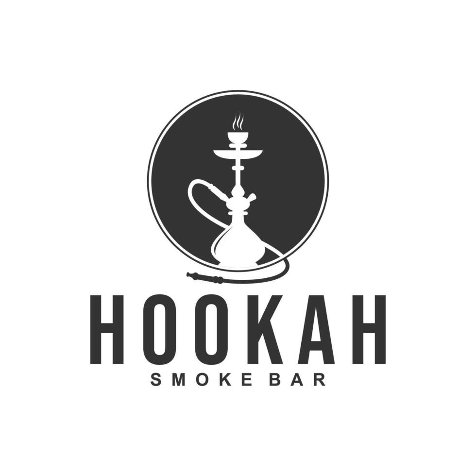 Hookah logo design, label, badge. Vintage shisha bar logo template vector