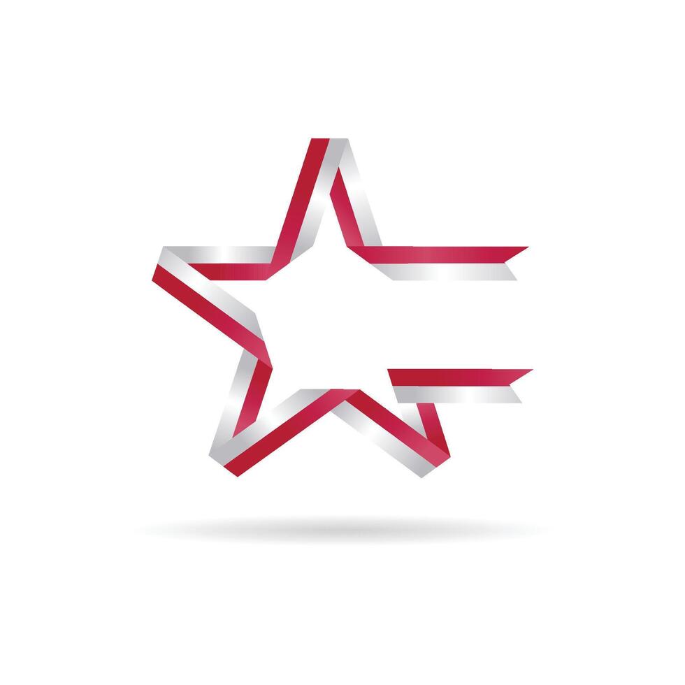 Indonesia flag in star. Button star and flag template. Easy editing in groups. National flag illustration on white background vector
