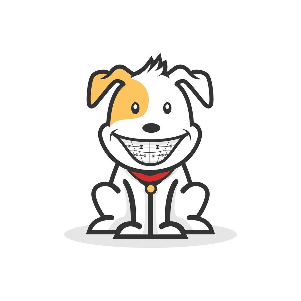 Dog Makes Wearing Braces, doodle and cute dog smile vector