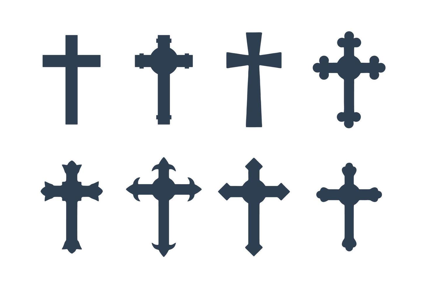 Christian cross symbol flat style. Set of different crosses icon vector