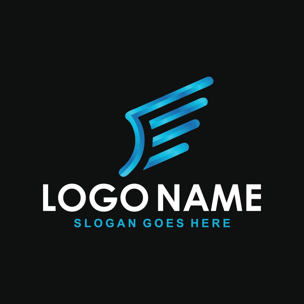 luxury shiny blue wing abstract logo vector
