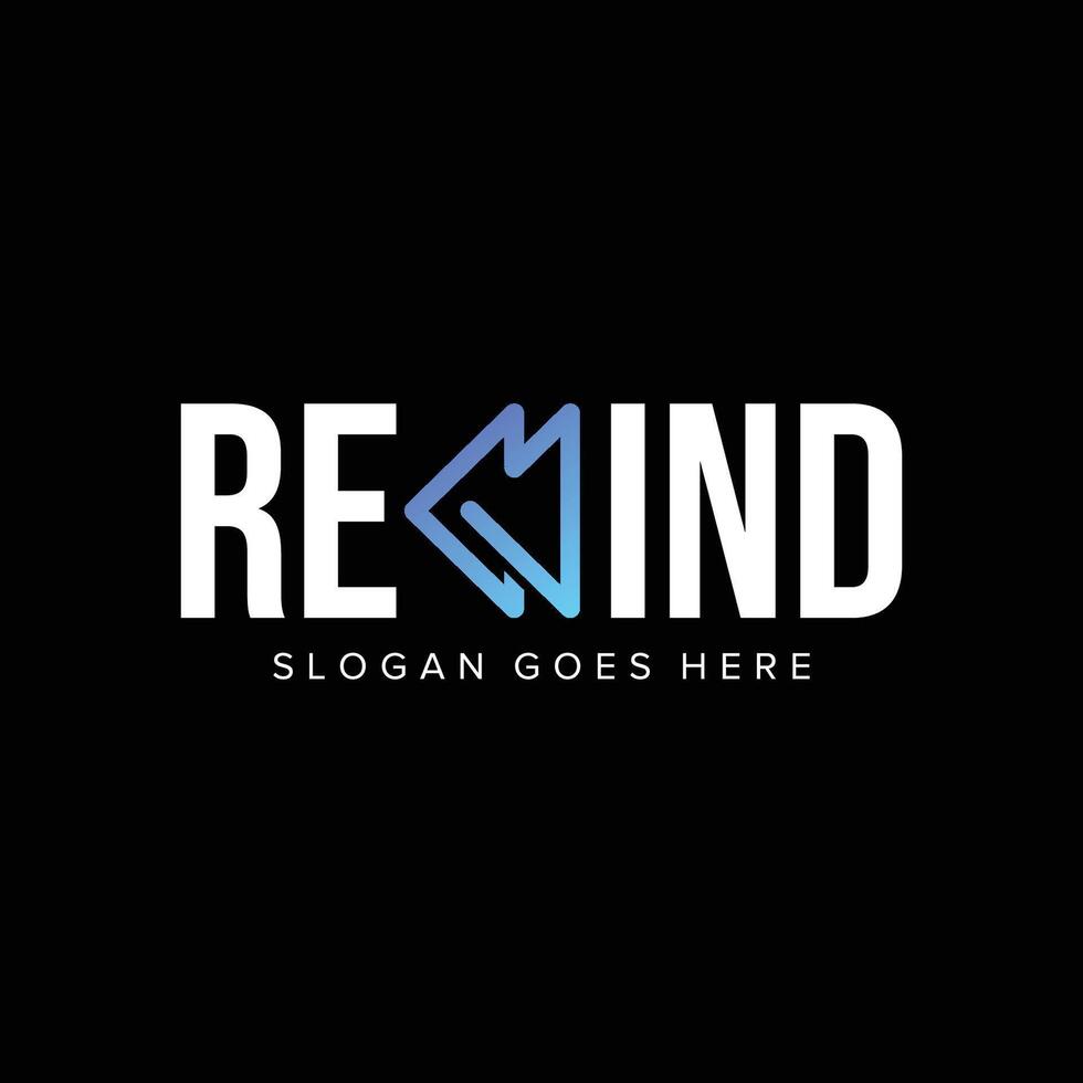 Rewind design logo, W shape play button vector
