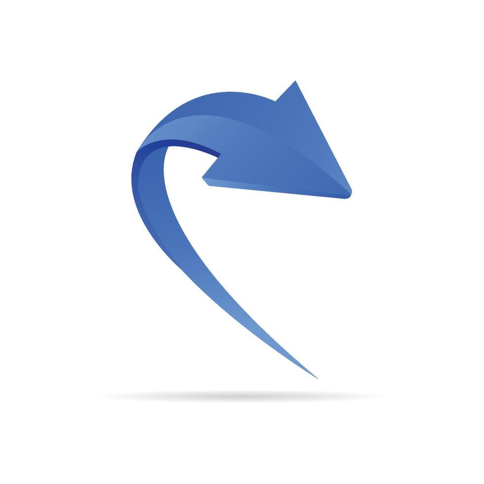 3D blue realistic right arrow vector