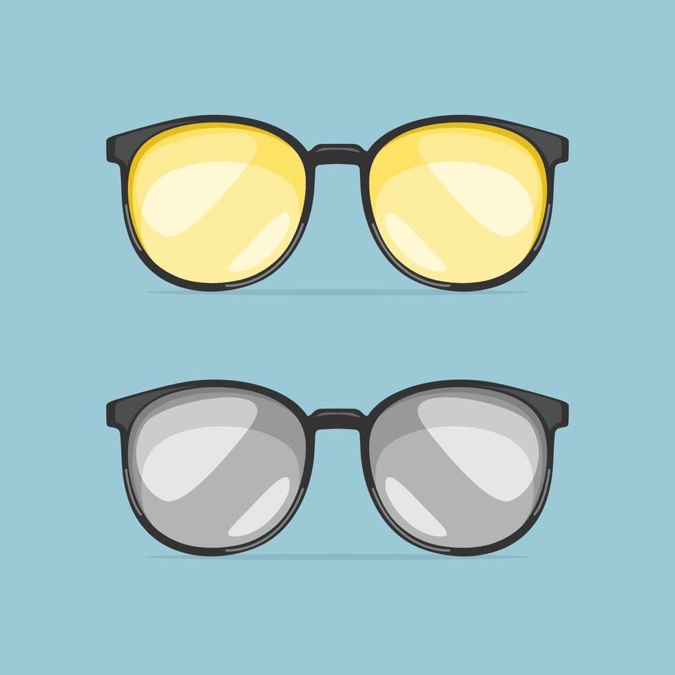Flat sun glasses model with shinny effect vector