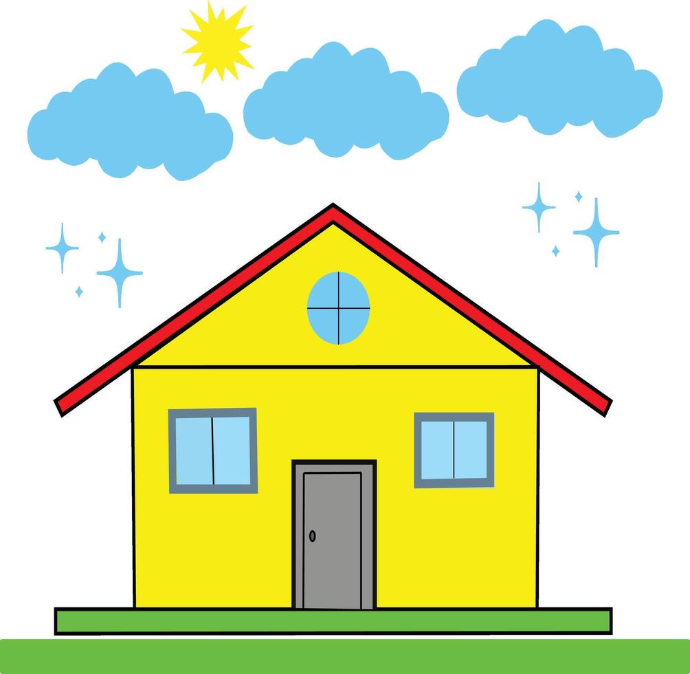 clouds and home. vector