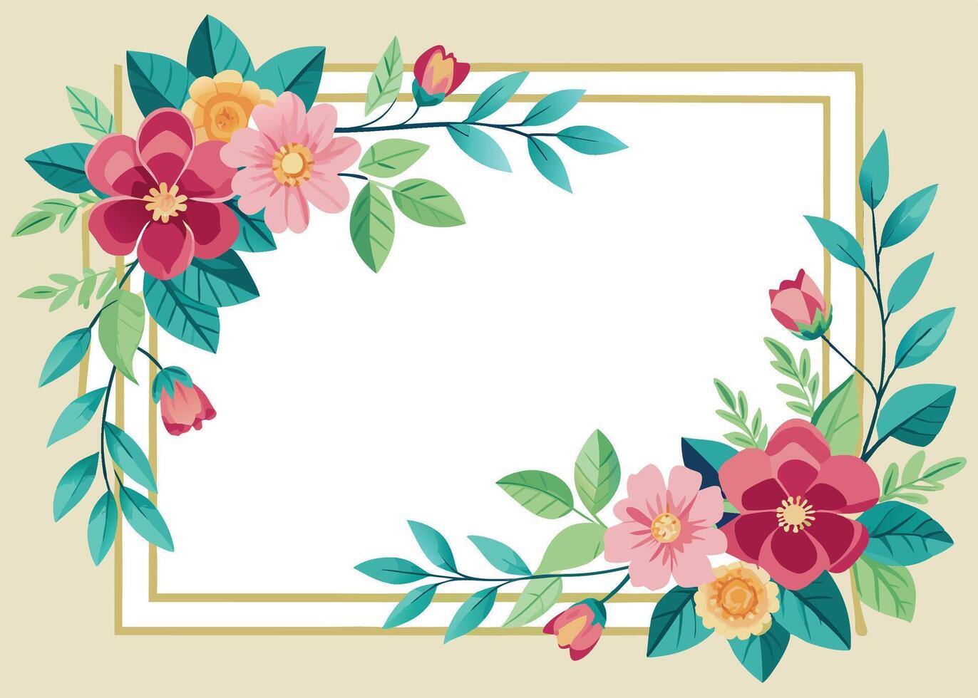 Rectangular watercolor flowers Frame Design for program card vector
