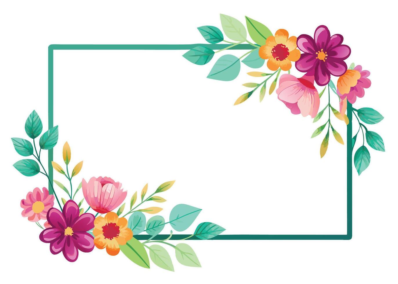 Rectangular watercolor flowers Frame Design for program card vector