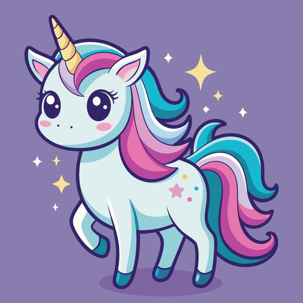 Adorable Rainbow Unicorn character in cartoon style for children vector