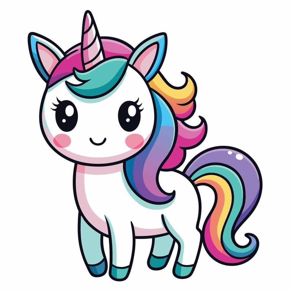 Adorable Rainbow Unicorn character in cartoon style for children vector
