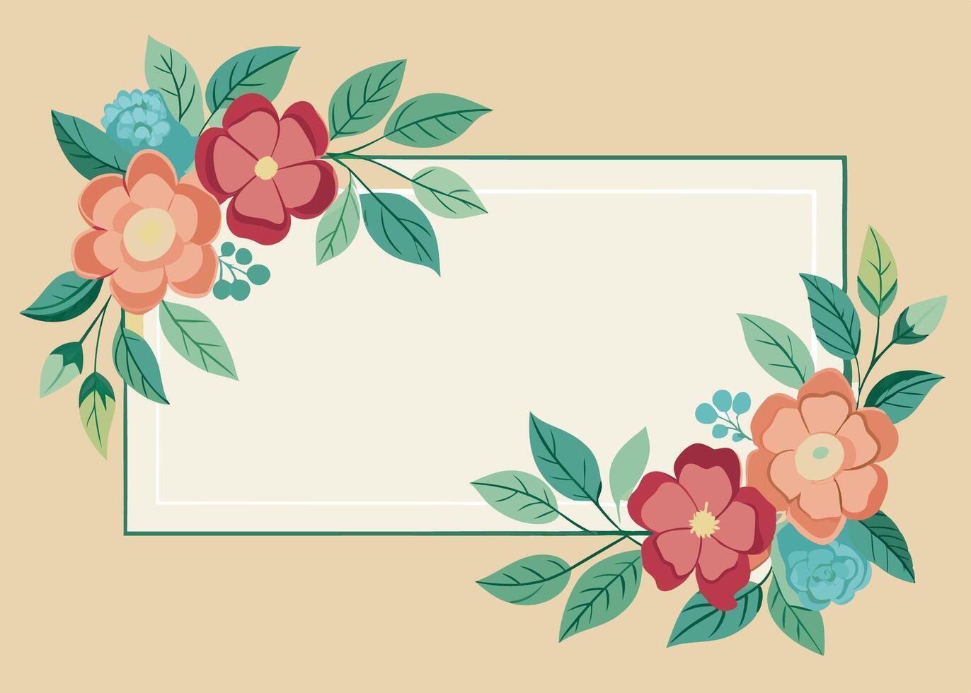 Rectangular watercolor flowers Frame Design for program card vector