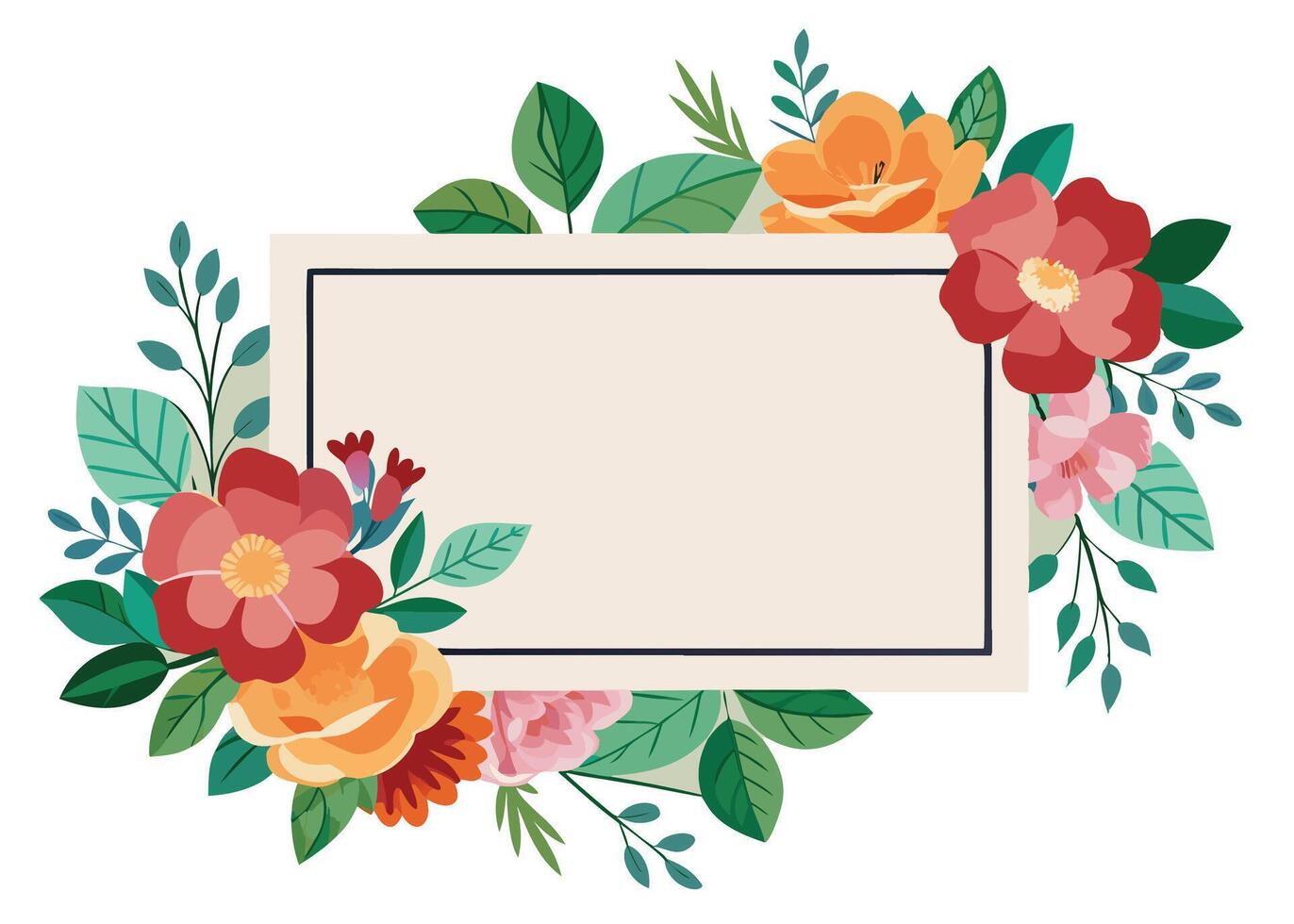 Rectangular watercolor flowers Frame Design for program card vector